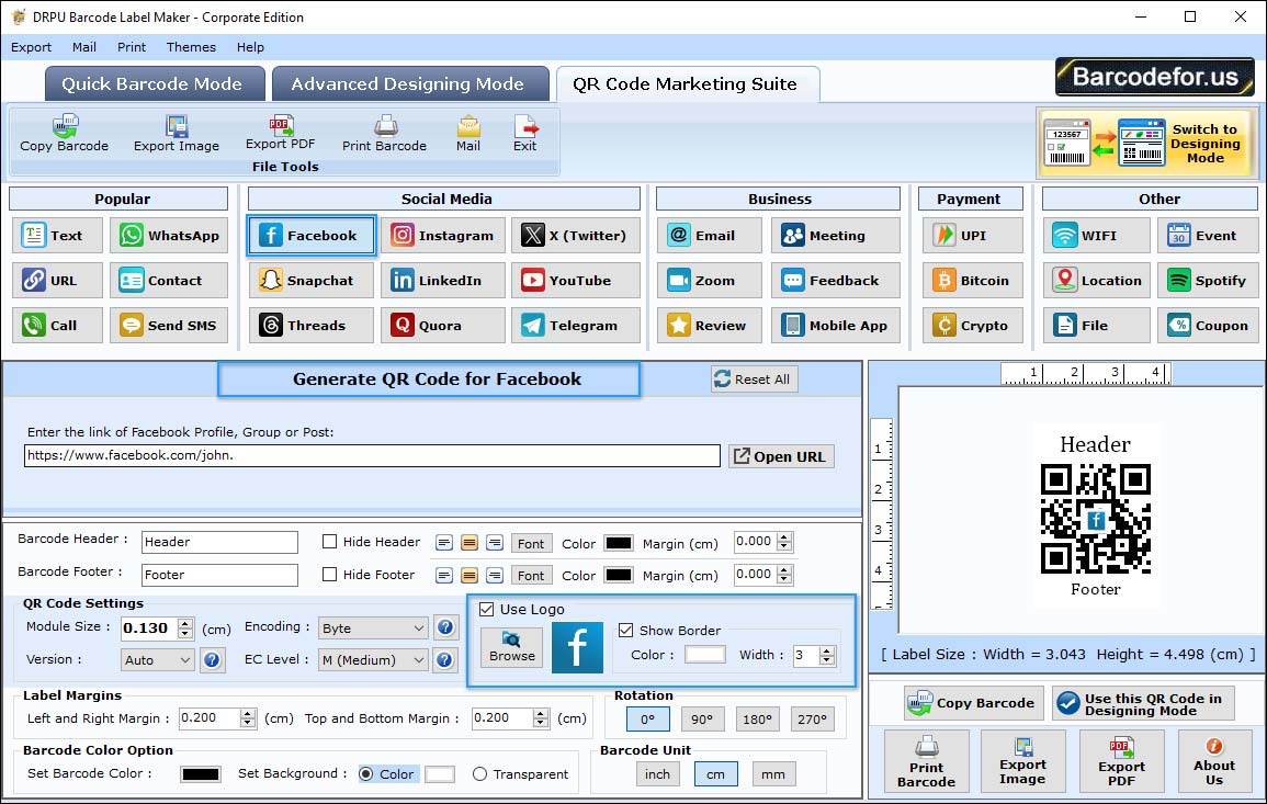 Barcode Designing View